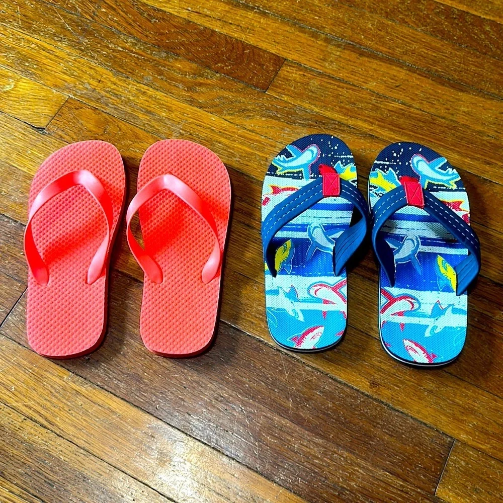 Little Boys Flip Flops, Two Pair, Sz 2-3